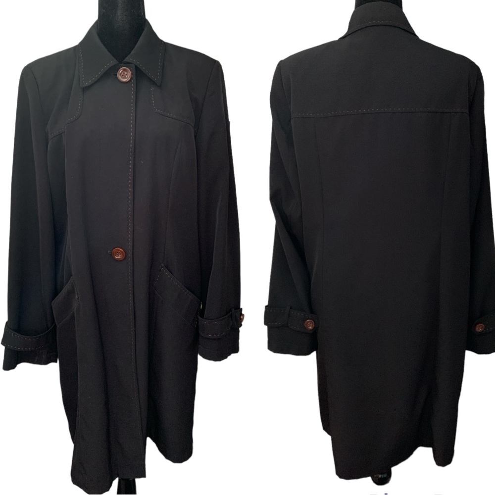 JNY Lightweight Lined Trench w Accent Brown Stitches